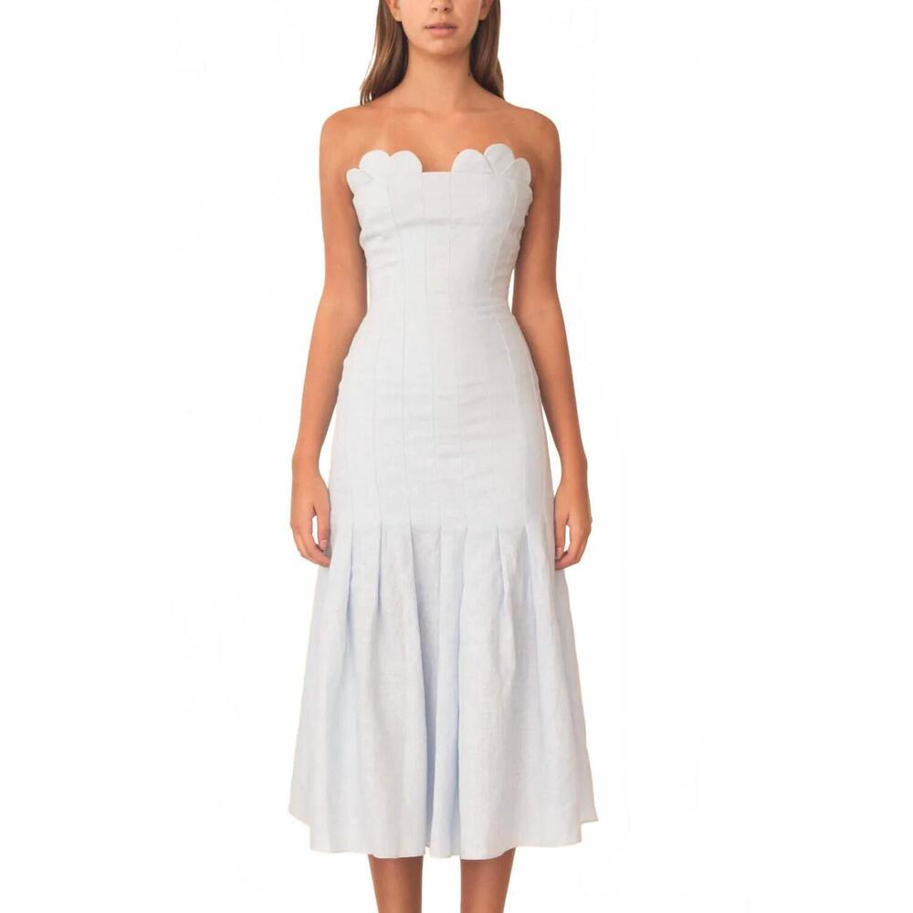 NEW AZULU elea strapless midi dress in ice blue